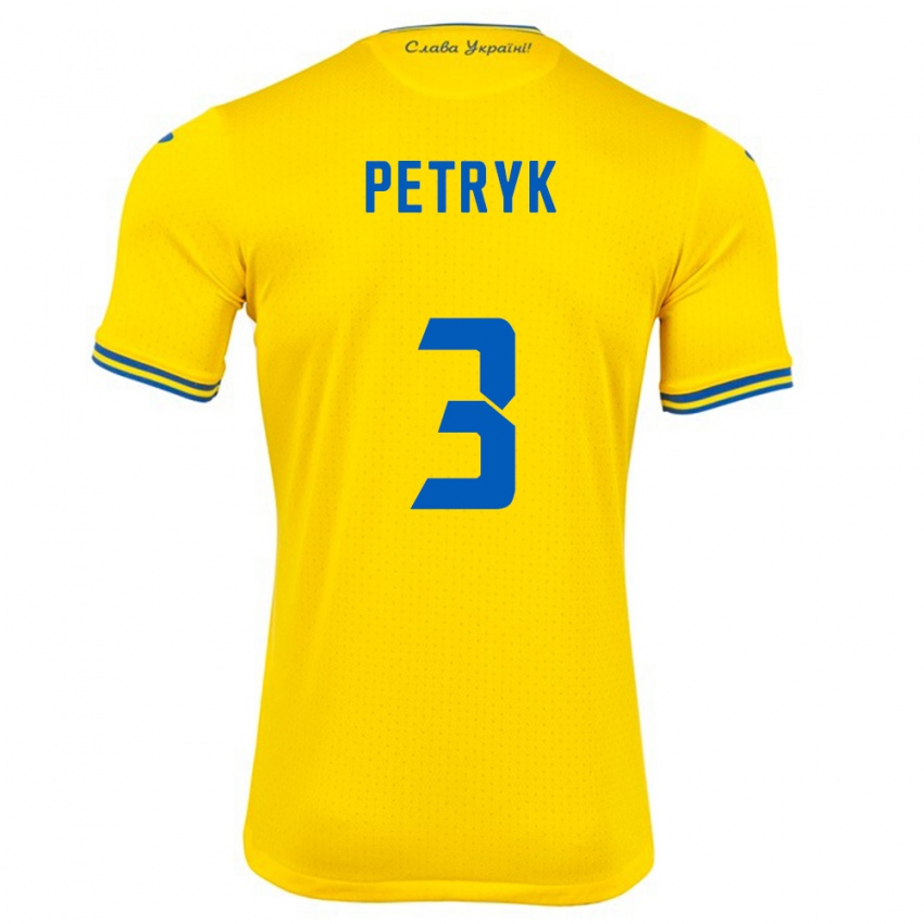 Hombre Camiseta Ucrania Anna Petryk #3 Amarillo 1ª Equipación 24-26 La Camisa