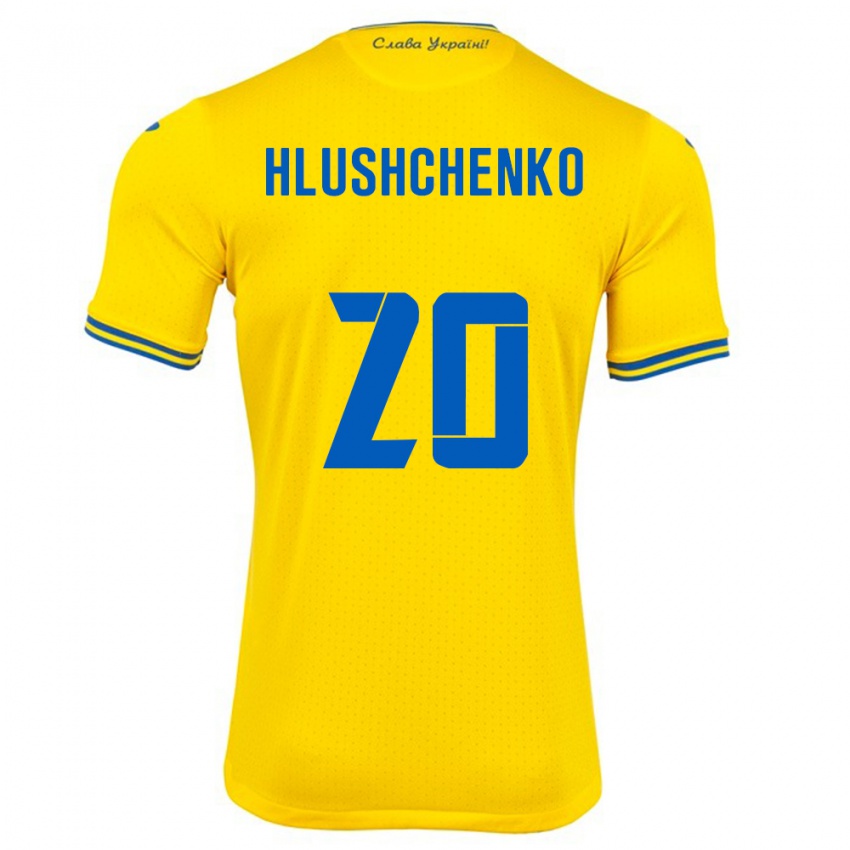 Hombre Camiseta Ucrania Inna Hlushchenko #20 Amarillo 1ª Equipación 24-26 La Camisa