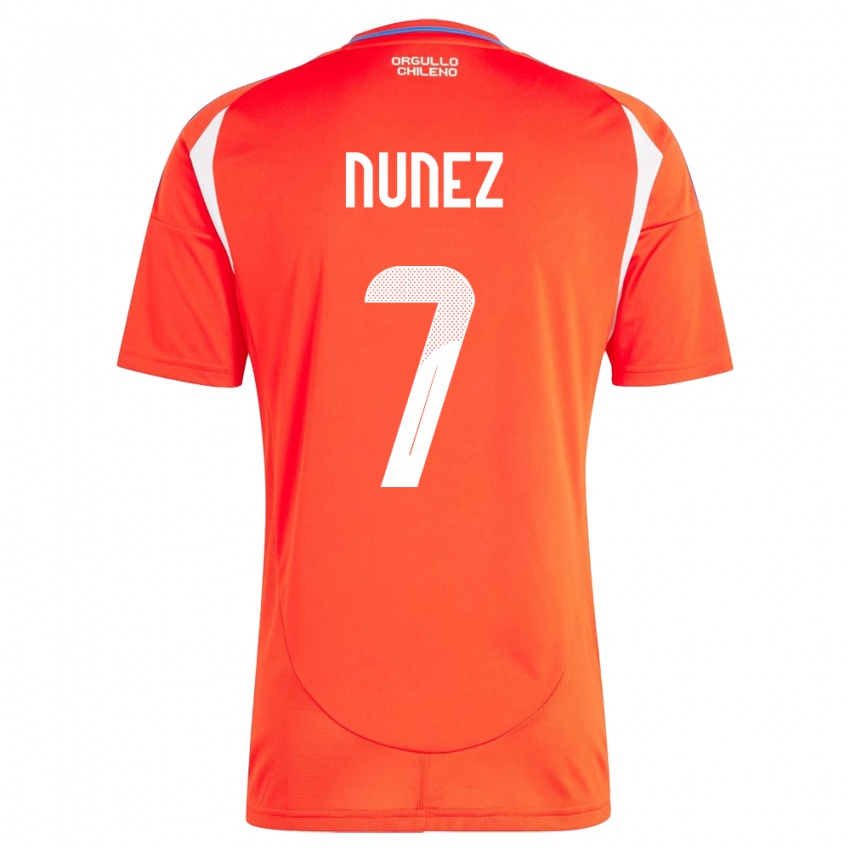 Hombre Camiseta Chile Marcelino Núñez #7 Rojo 1ª Equipación 24-26 La Camisa