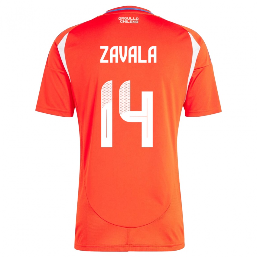 Hombre Camiseta Chile Cristián Zavala #14 Rojo 1ª Equipación 24-26 La Camisa