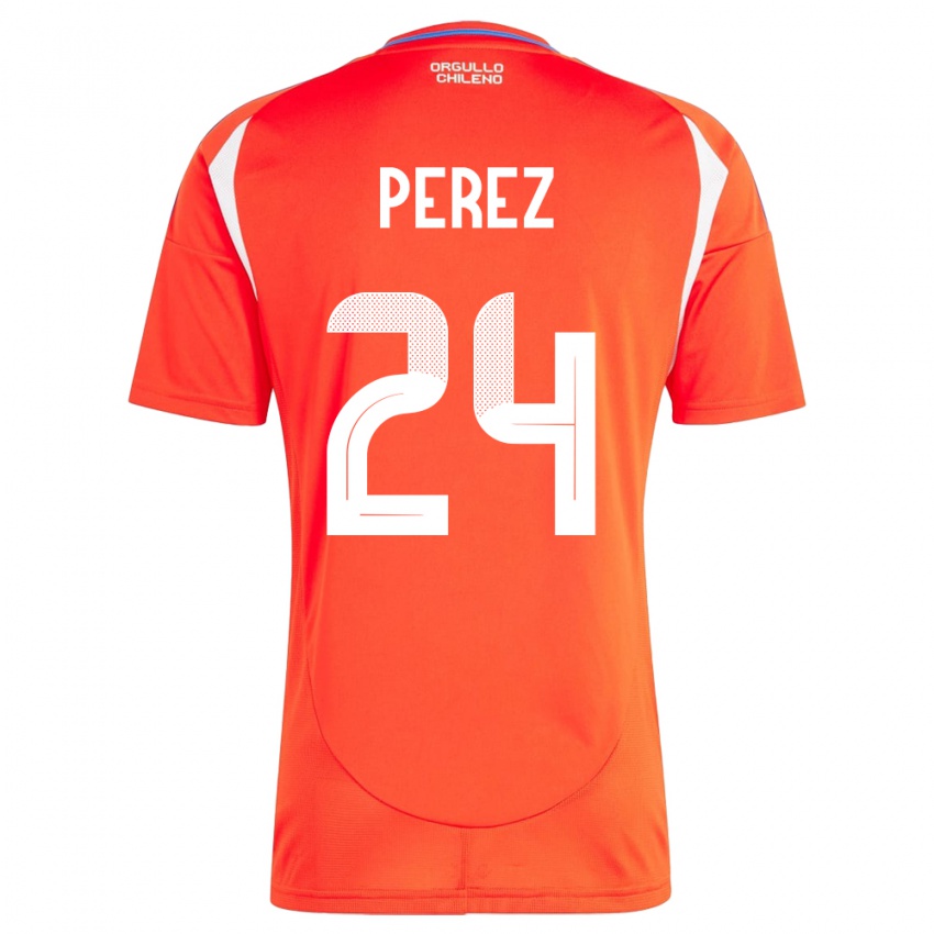 Hombre Camiseta Chile César Pérez #24 Rojo 1ª Equipación 24-26 La Camisa