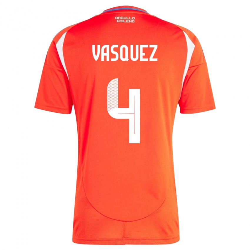Hombre Camiseta Chile Matías Vásquez #4 Rojo 1ª Equipación 24-26 La Camisa