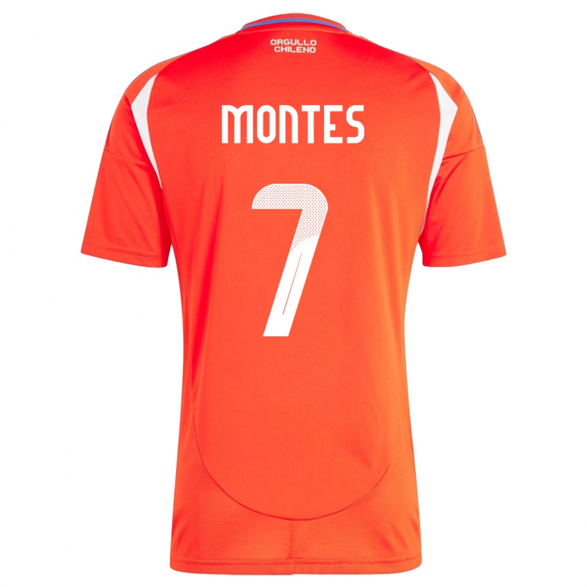 Hombre Camiseta Chile Clemente Montes #7 Rojo 1ª Equipación 24-26 La Camisa