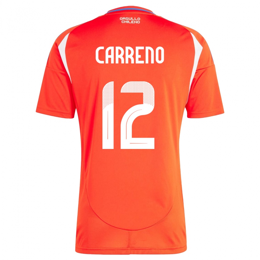 Hombre Camiseta Chile Diego Carreño #12 Rojo 1ª Equipación 24-26 La Camisa