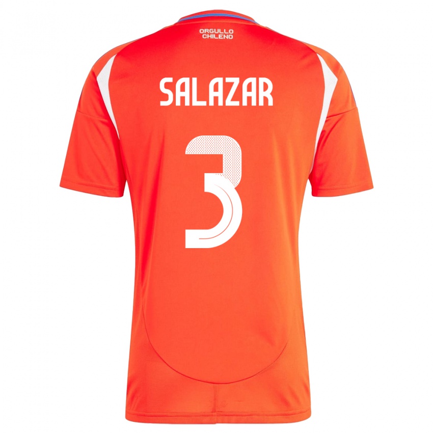 Hombre Camiseta Chile Yahir Salazar #3 Rojo 1ª Equipación 24-26 La Camisa