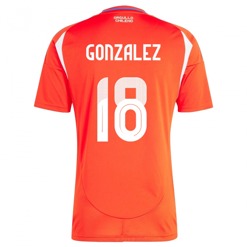 Hombre Camiseta Chile Bryan González #18 Rojo 1ª Equipación 24-26 La Camisa