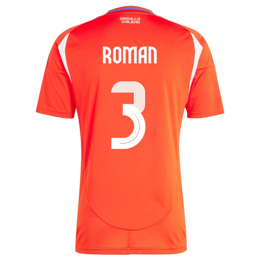 Hombre Camiseta Chile Iván Román #3 Rojo 1ª Equipación 24-26 La Camisa