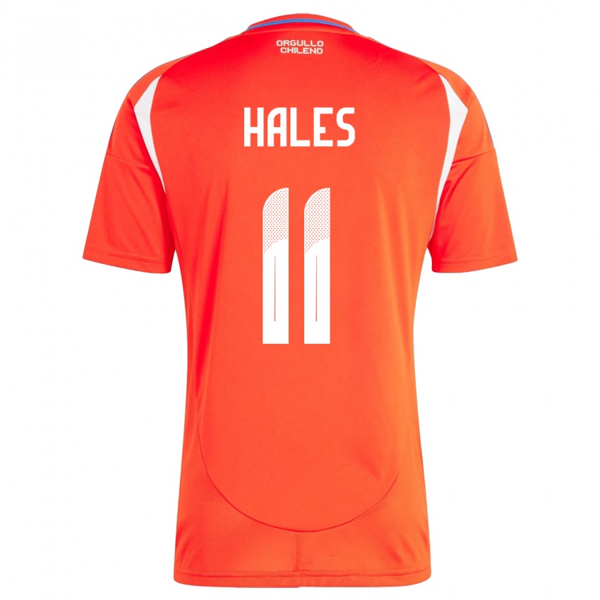 Hombre Camiseta Chile Alejandro Hales #11 Rojo 1ª Equipación 24-26 La Camisa