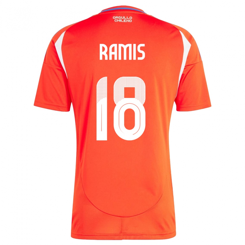 Hombre Camiseta Chile Oliver Ramis #18 Rojo 1ª Equipación 24-26 La Camisa