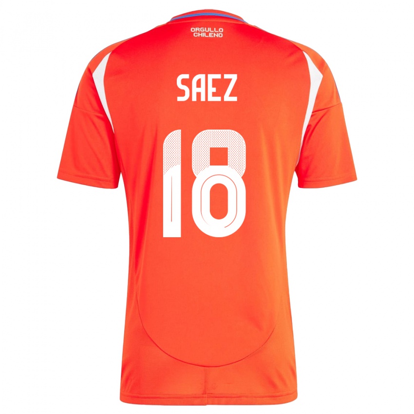 Hombre Camiseta Chile Camila Sáez #18 Rojo 1ª Equipación 24-26 La Camisa