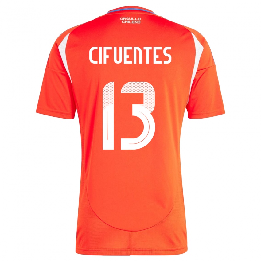 Hombre Camiseta Chile Anaís Cifuentes #13 Rojo 1ª Equipación 24-26 La Camisa