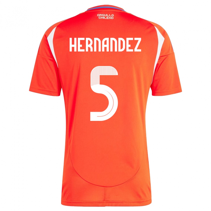 Hombre Camiseta Chile Monserrat Hernández #5 Rojo 1ª Equipación 24-26 La Camisa