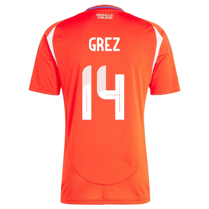 Hombre Camiseta Chile Javiera Grez #14 Rojo 1ª Equipación 24-26 La Camisa