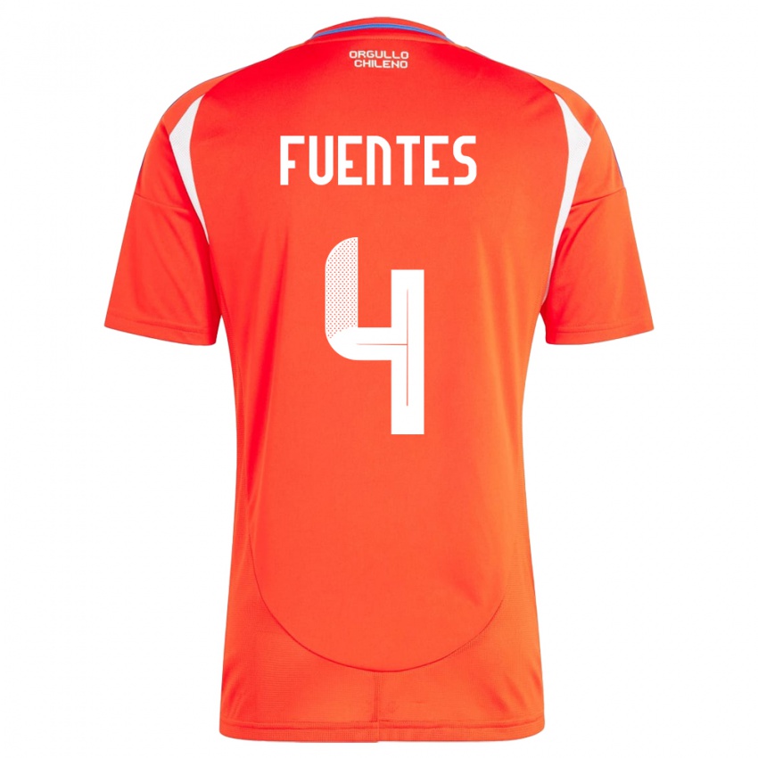 Hombre Camiseta Chile Karen Fuentes #4 Rojo 1ª Equipación 24-26 La Camisa