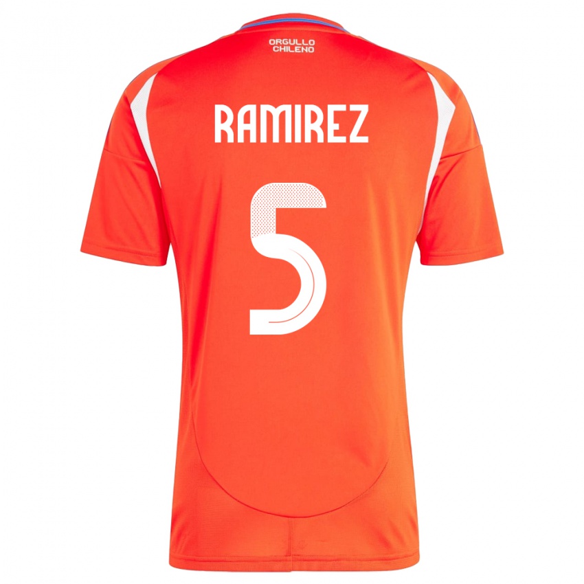 Hombre Camiseta Chile Fernanda Ramírez #5 Rojo 1ª Equipación 24-26 La Camisa