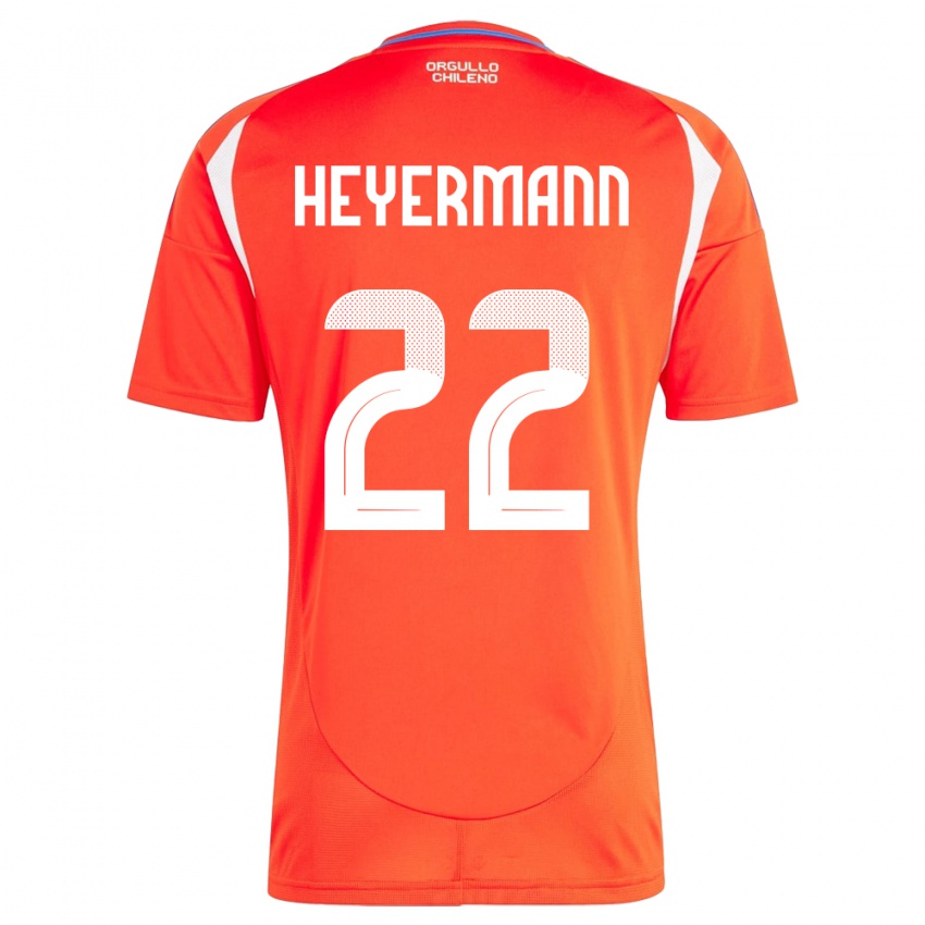 Hombre Camiseta Chile Agustina Heyermann #22 Rojo 1ª Equipación 24-26 La Camisa