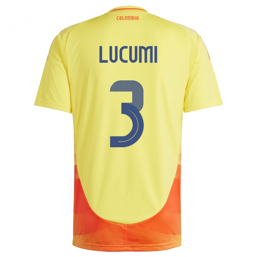 Hombre Camiseta Colombia Jhon Lucumí #3 Amarillo 1ª Equipación 24-26 La Camisa