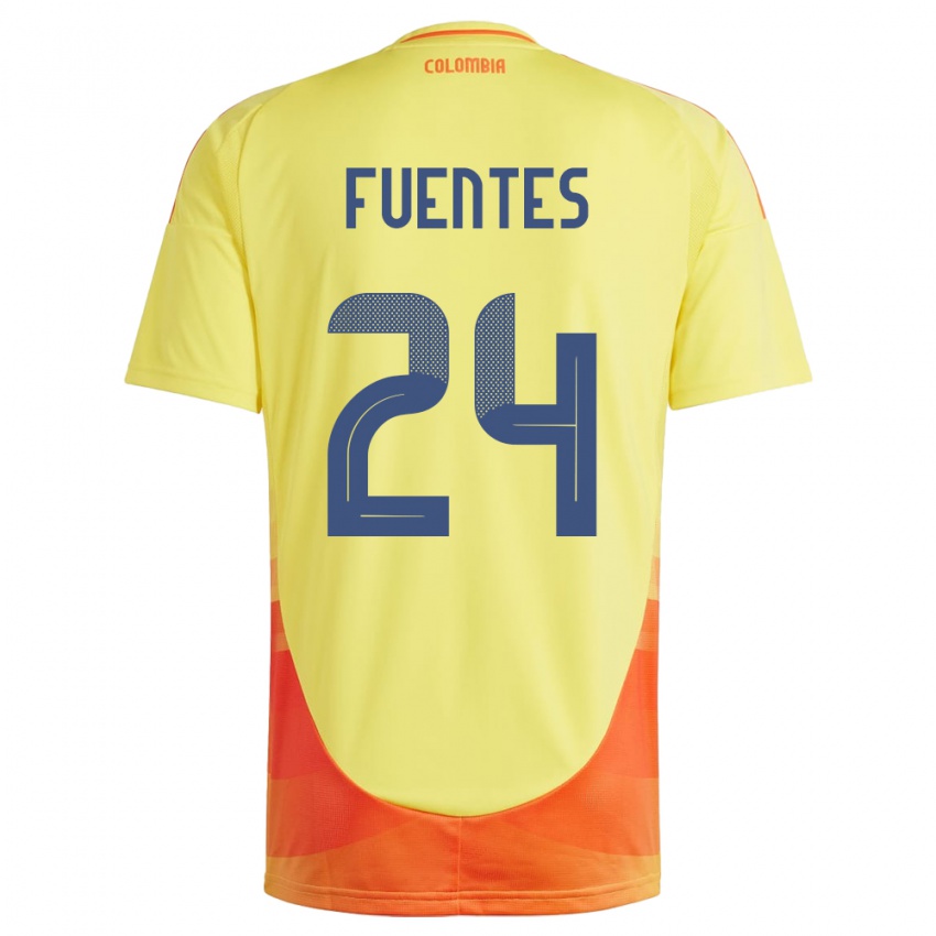 Hombre Camiseta Colombia Gabriel Fuentes #24 Amarillo 1ª Equipación 24-26 La Camisa