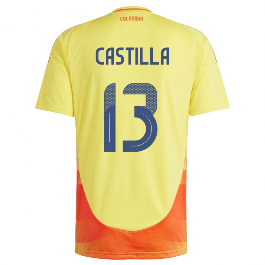 Hombre Camiseta Colombia Juan Castilla #13 Amarillo 1ª Equipación 24-26 La Camisa