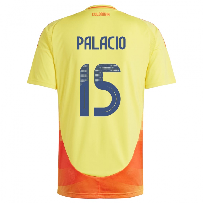 Hombre Camiseta Colombia Nelson Palacio #15 Amarillo 1ª Equipación 24-26 La Camisa