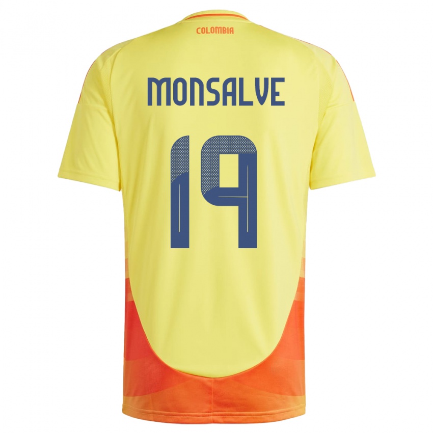 Hombre Camiseta Colombia Miguel Monsalve #19 Amarillo 1ª Equipación 24-26 La Camisa