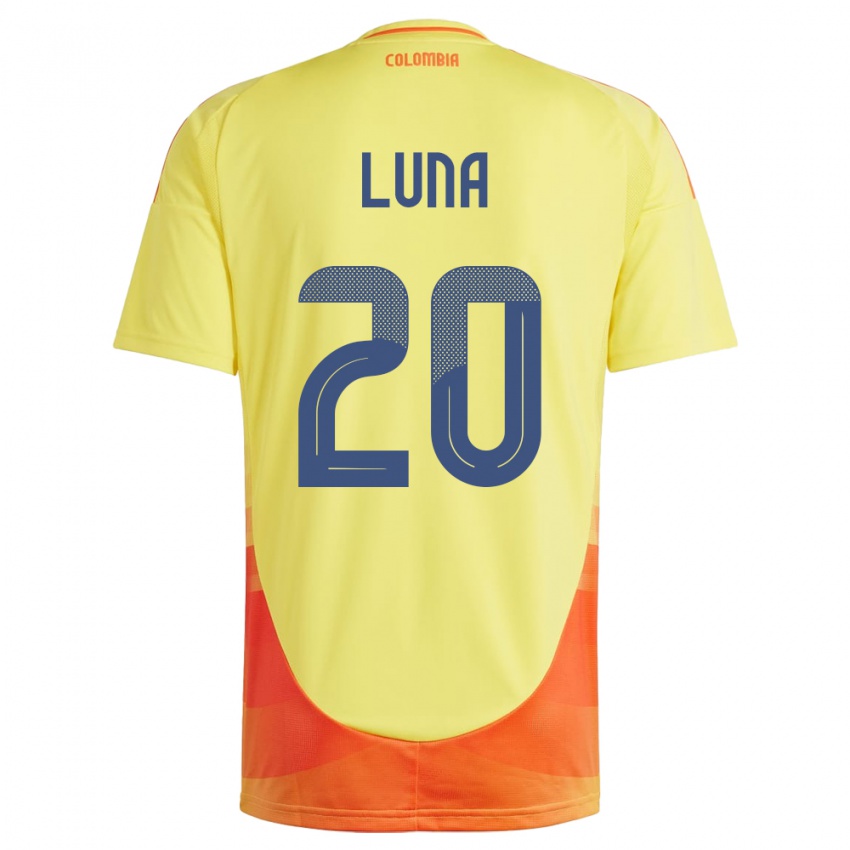 Hombre Camiseta Colombia Daniel Luna #20 Amarillo 1ª Equipación 24-26 La Camisa