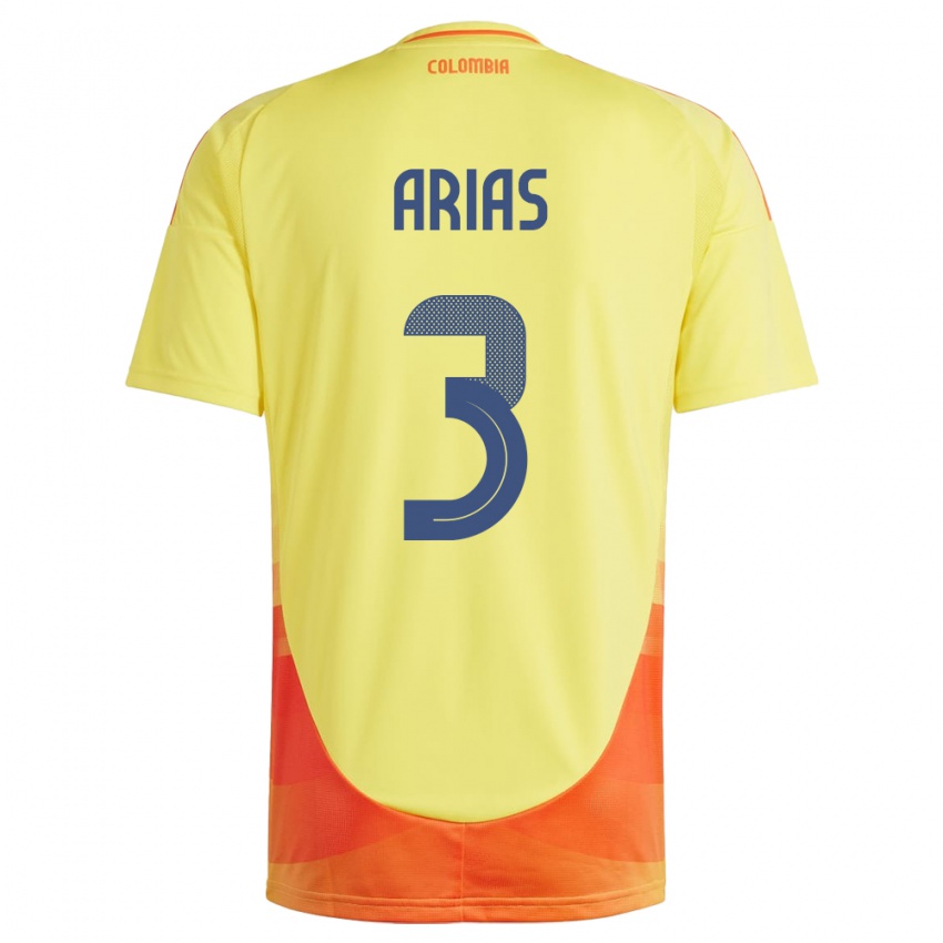 Hombre Camiseta Colombia Daniela Arias #3 Amarillo 1ª Equipación 24-26 La Camisa