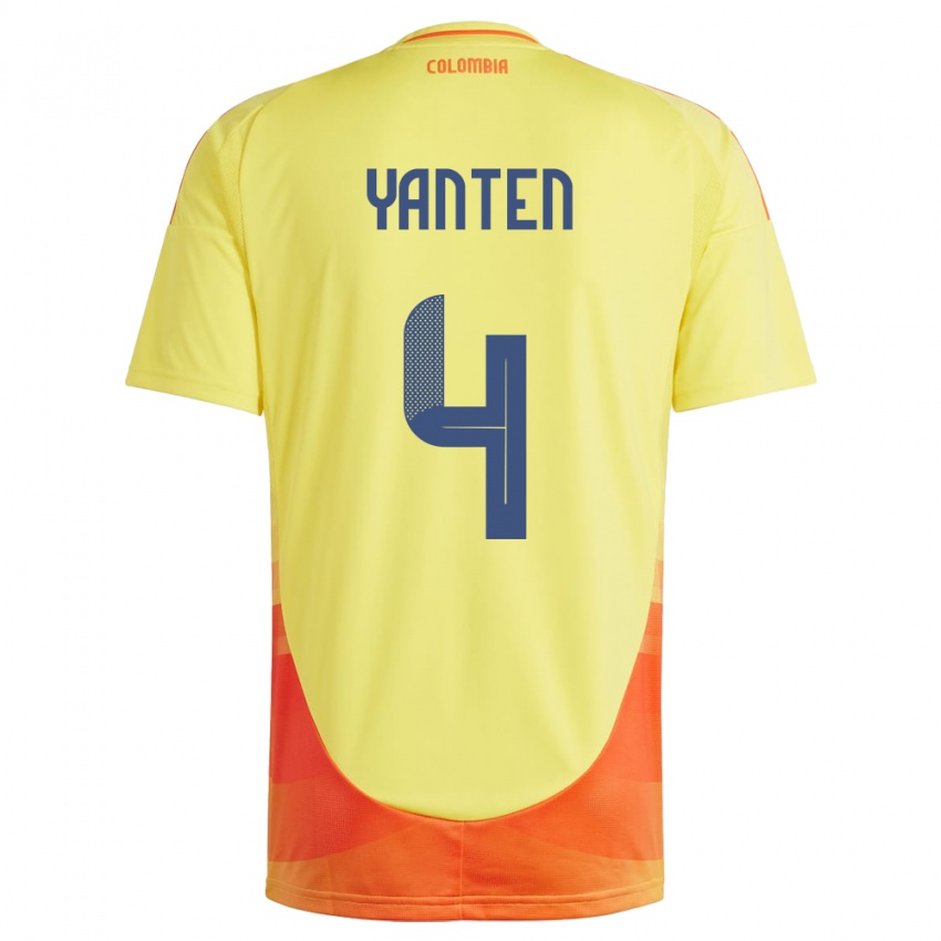 Hombre Camiseta Colombia Fabiana Yantén #4 Amarillo 1ª Equipación 24-26 La Camisa