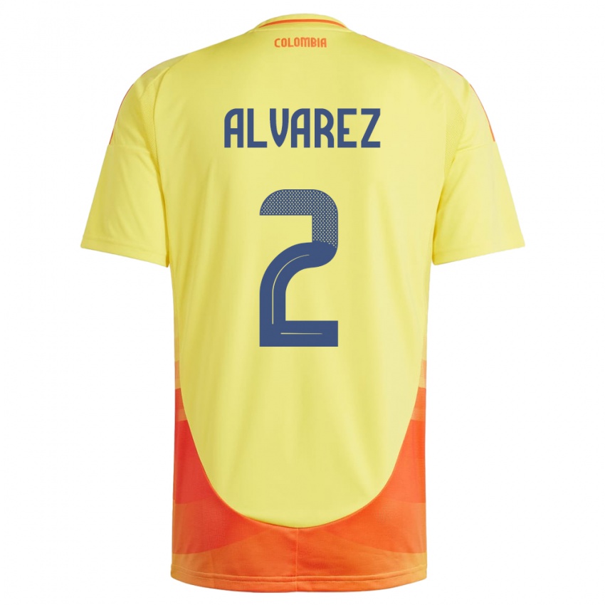 Hombre Camiseta Colombia Mary Álvarez #2 Amarillo 1ª Equipación 24-26 La Camisa