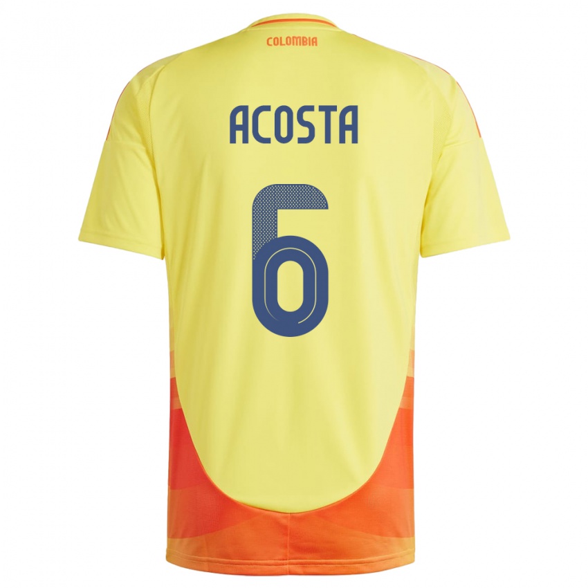 Hombre Camiseta Colombia Viviana Acosta #6 Amarillo 1ª Equipación 24-26 La Camisa