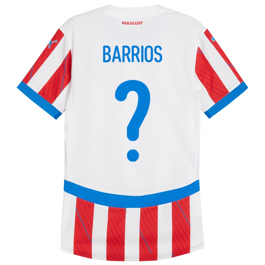 Hombre Camiseta Paraguay Fabio Barrios #0 Blanco Rojo 1ª Equipación 24-26 La Camisa