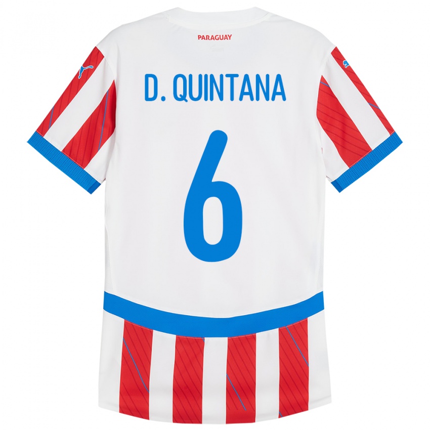 Hombre Camiseta Paraguay Dulce Quintana #6 Blanco Rojo 1ª Equipación 24-26 La Camisa