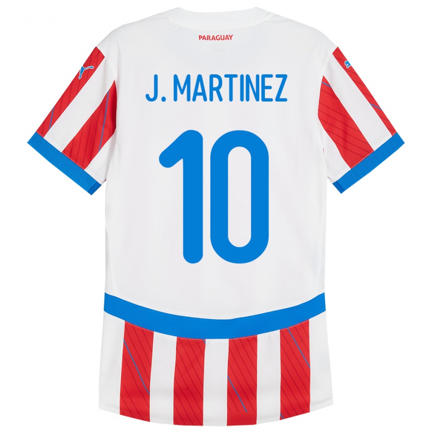 Hombre Camiseta Paraguay Jessica Martínez #10 Blanco Rojo 1ª Equipación 24-26 La Camisa