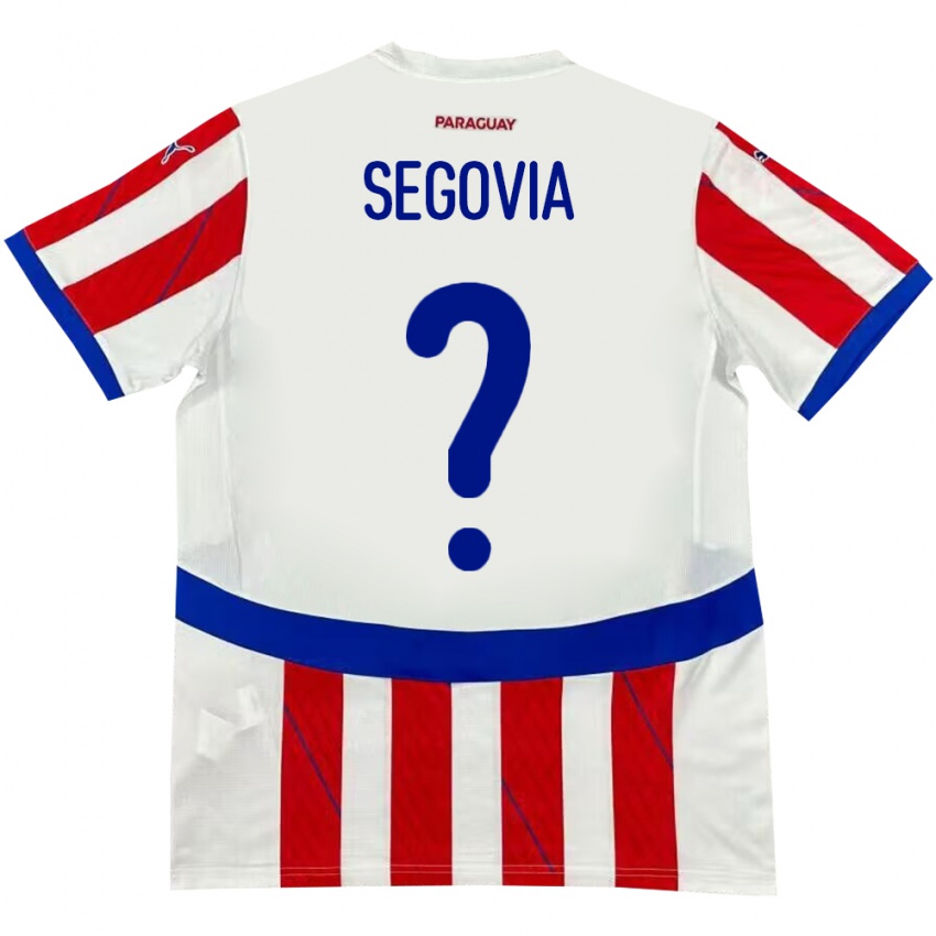 Hombre Camiseta Paraguay María Segovia #0 Blanco Rojo 1ª Equipación 24-26 La Camisa