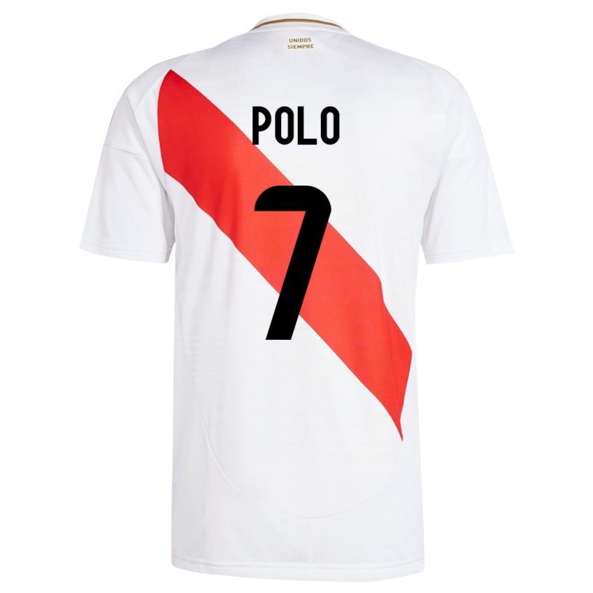 Hombre Camiseta Perú Andy Polo #7 Blanco 1ª Equipación 24-26 La Camisa