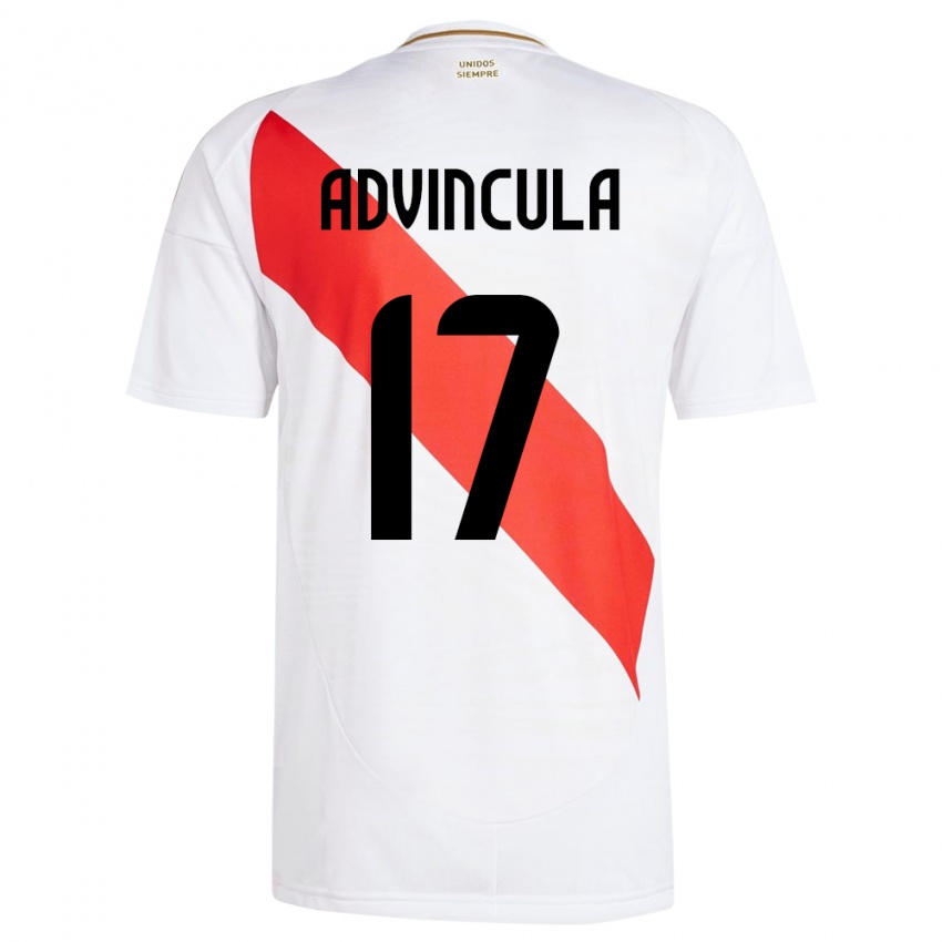 Hombre Camiseta Perú Luis Advíncula #17 Blanco 1ª Equipación 24-26 La Camisa