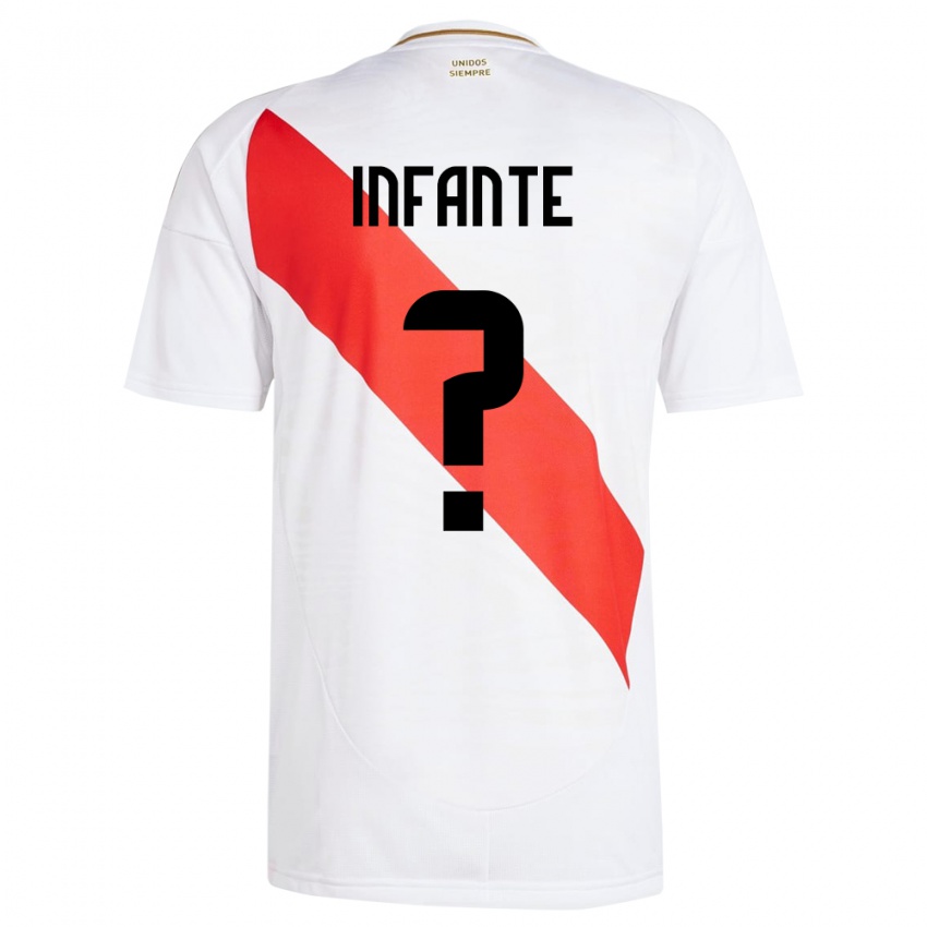 Hombre Camiseta Perú Maycol Infante #0 Blanco 1ª Equipación 24-26 La Camisa