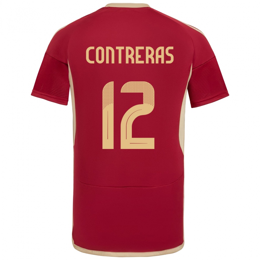 Hombre Camiseta Venezuela José Contreras #12 Borgoña 1ª Equipación 24-26 La Camisa