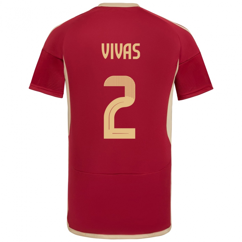 Hombre Camiseta Venezuela Carlos Vivas #2 Borgoña 1ª Equipación 24-26 La Camisa