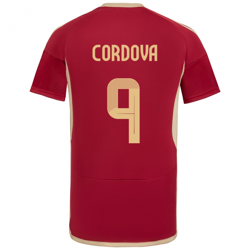 Hombre Camiseta Venezuela Sergio Córdova #9 Borgoña 1ª Equipación 24-26 La Camisa