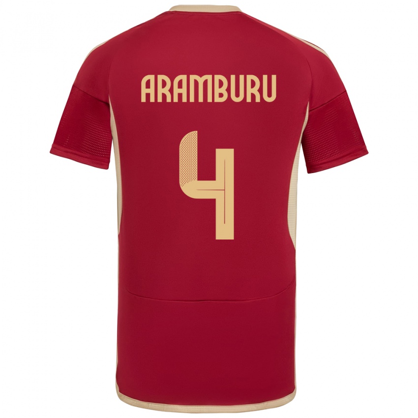 Hombre Camiseta Venezuela Jon Aramburu #4 Borgoña 1ª Equipación 24-26 La Camisa