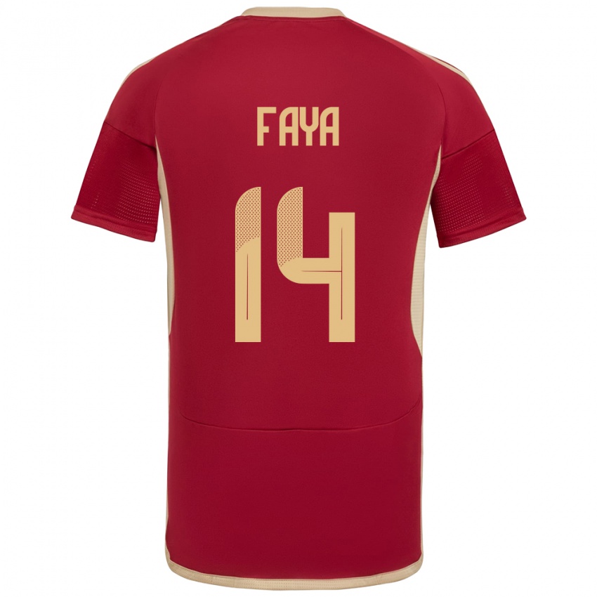 Hombre Camiseta Venezuela Carlos Faya #14 Borgoña 1ª Equipación 24-26 La Camisa