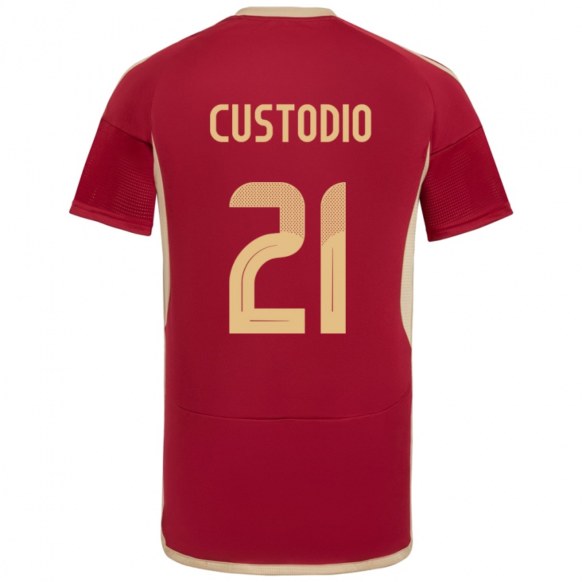 Hombre Camiseta Venezuela Alex Custodio #21 Borgoña 1ª Equipación 24-26 La Camisa