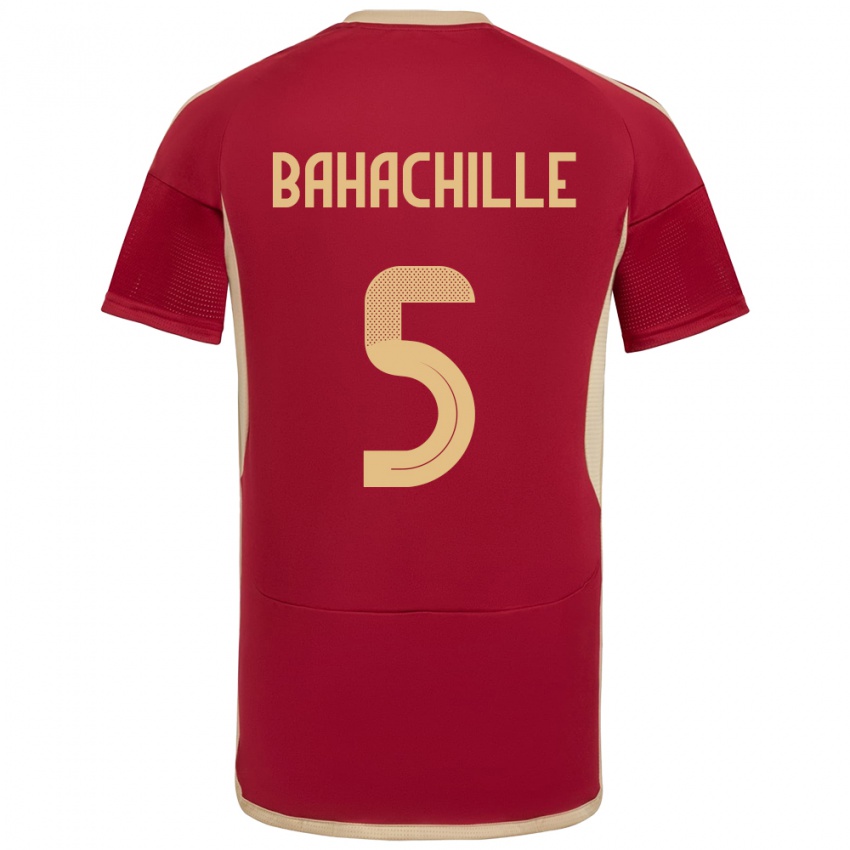 Hombre Camiseta Venezuela Abraham Bahachille #5 Borgoña 1ª Equipación 24-26 La Camisa