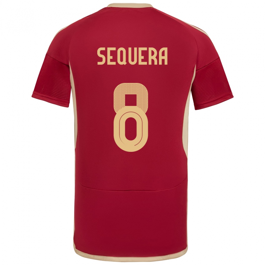 Hombre Camiseta Venezuela Giovanny Sequera #8 Borgoña 1ª Equipación 24-26 La Camisa