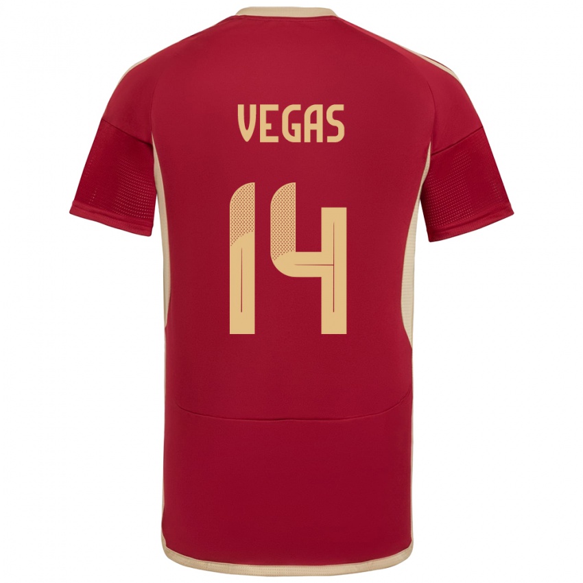 Hombre Camiseta Venezuela Miguel Vegas #14 Borgoña 1ª Equipación 24-26 La Camisa