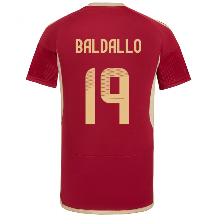 Hombre Camiseta Venezuela Micheel Baldallo #19 Borgoña 1ª Equipación 24-26 La Camisa