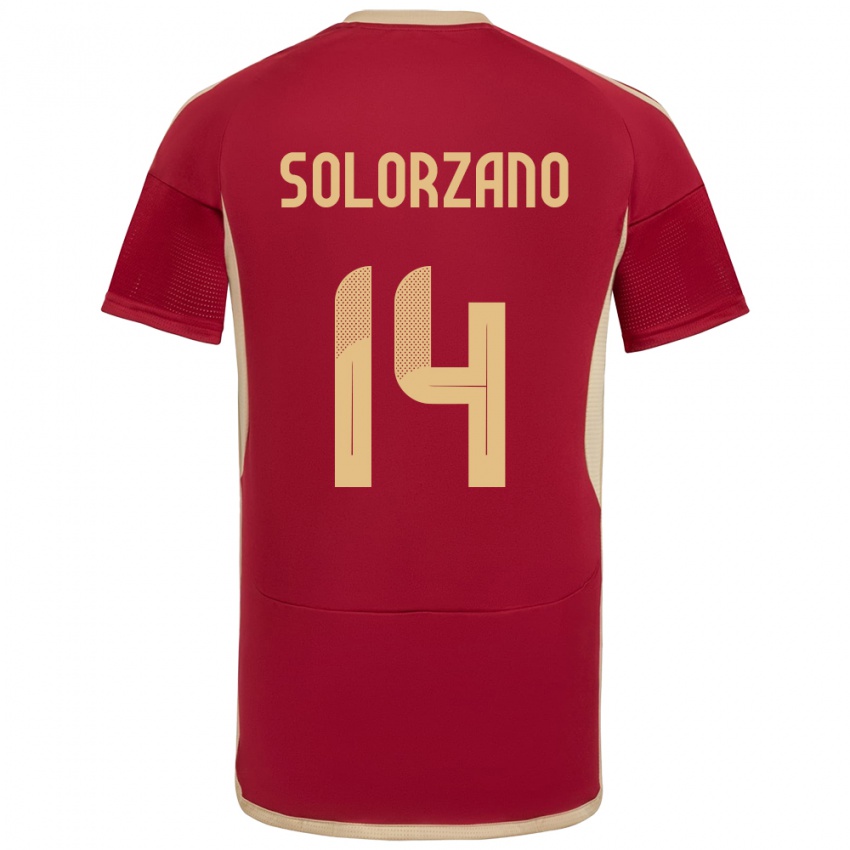 Hombre Camiseta Venezuela Fabiola Solórzano #14 Borgoña 1ª Equipación 24-26 La Camisa