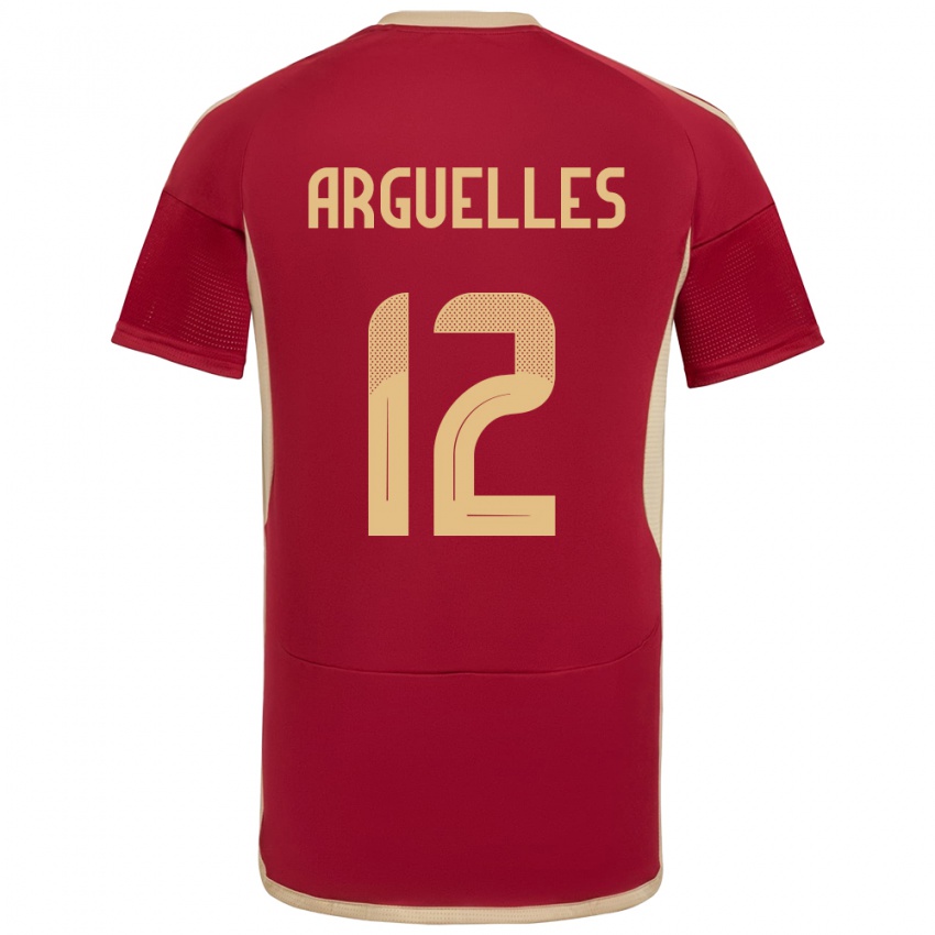 Hombre Camiseta Venezuela Wilmary Argüelles #12 Borgoña 1ª Equipación 24-26 La Camisa