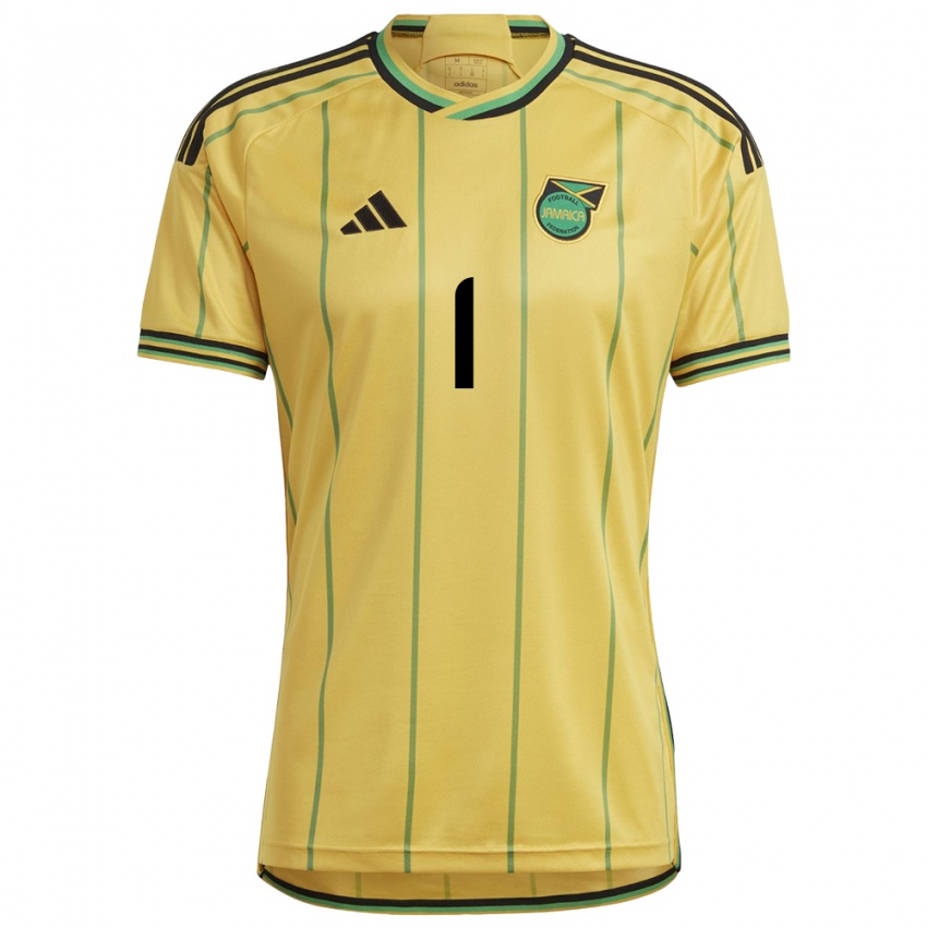 Hombre Camiseta Jamaica Shaquan Davis #1 Amarillo 1ª Equipación 24-26 La Camisa